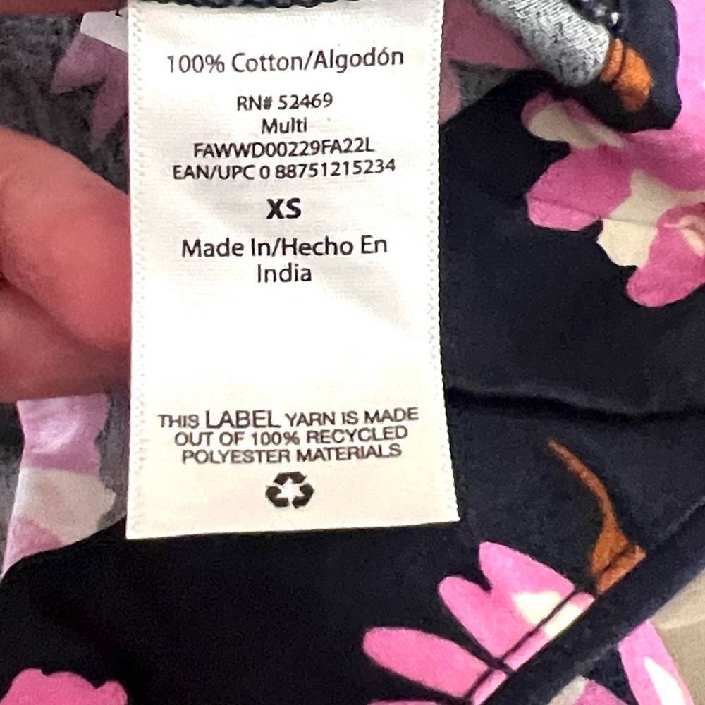 Free Assembly,Navy/Pink Floral, Ruffle Shoulder,Side Zip,Fit-Flare Dress Size XS - Picture 4 of 11